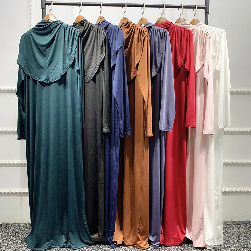 Vêtement de prière pour femmes Ramadan musulman Abaya caftan femmes Jilbab avec Hijab Abayat Islam Robe modeste Robe vêtements arabes islamiques