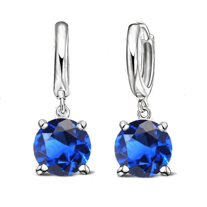 Boucles d'oreilles pendantes en argent Sterling 925 pur, grandes boucles d'oreilles rondes en cristal CZ pour femmes et filles, cadeau, bijoux à la mode