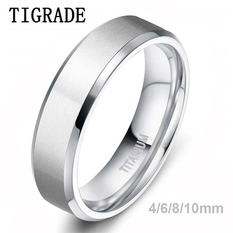 Tigrade 4/6/8/10mm couleur argent hommes bague en titane brossé homme alliance bagues de fiançailles mâle bijoux Couple anel feminino