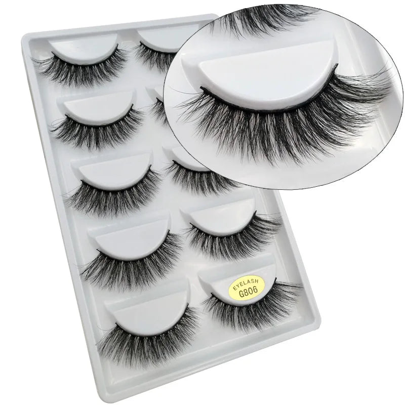10/8/5/3 paires Multipack 3D cils de vison Faux cils faits à la main vaporeux moelleux Faux cils naturel outils de maquillage des yeux Faux cils
