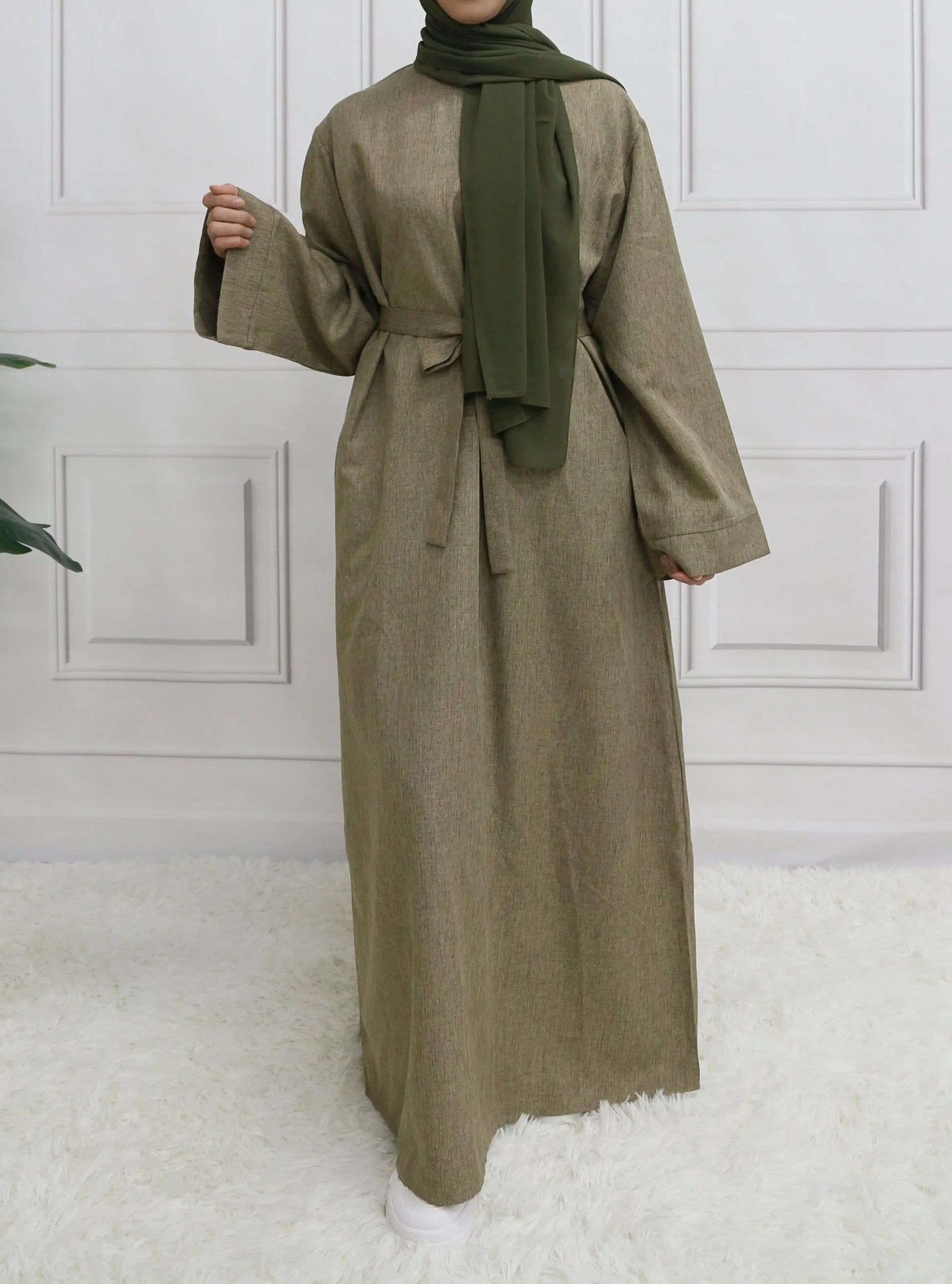 Abaya à manches longues et fermeture modeste, sans Hijab, avec ceinture, vêtements islamiques de base pour l'aïd