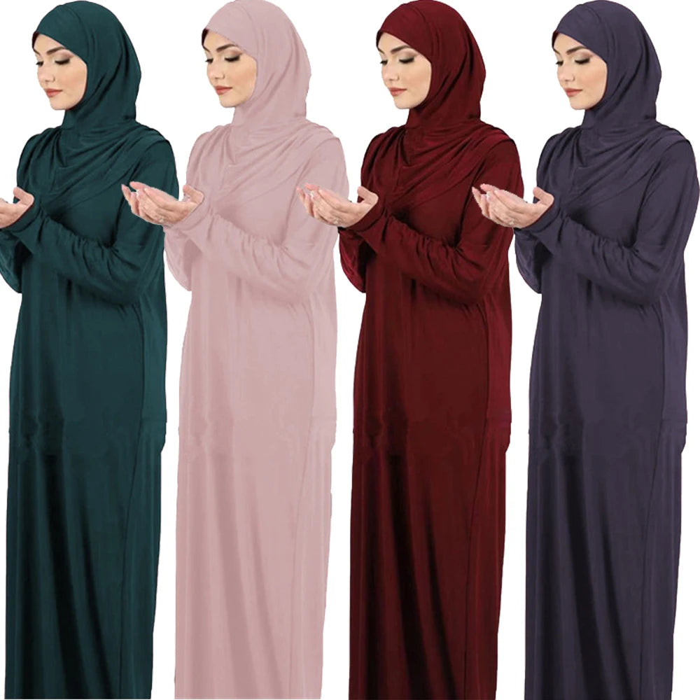 Vêtement de prière pour femmes Ramadan musulman Abaya caftan femmes Jilbab avec Hijab Abayat Islam Robe modeste Robe vêtements arabes islamiques