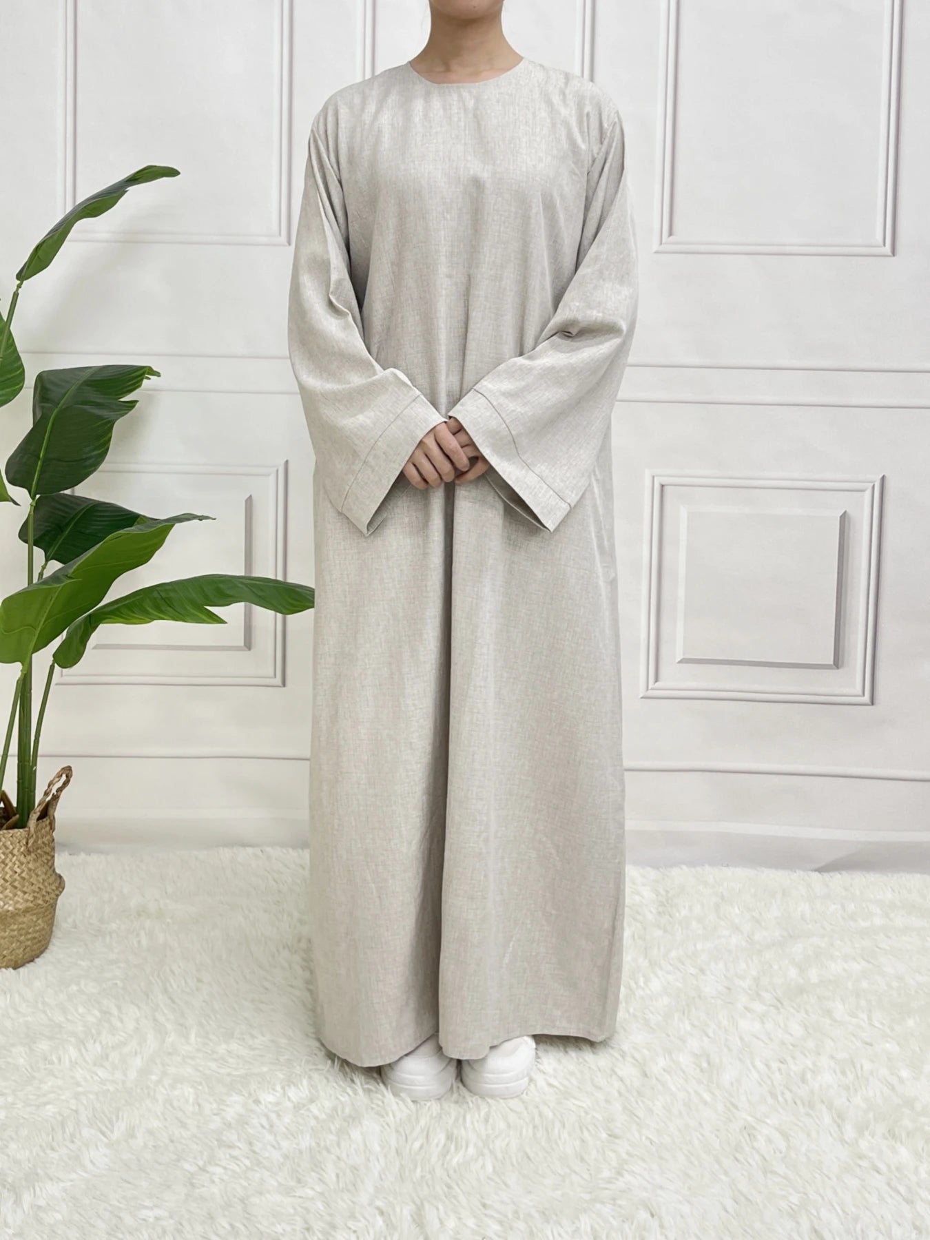 Abaya à manches longues et fermeture modeste, sans Hijab, avec ceinture, vêtements islamiques de base pour l'aïd