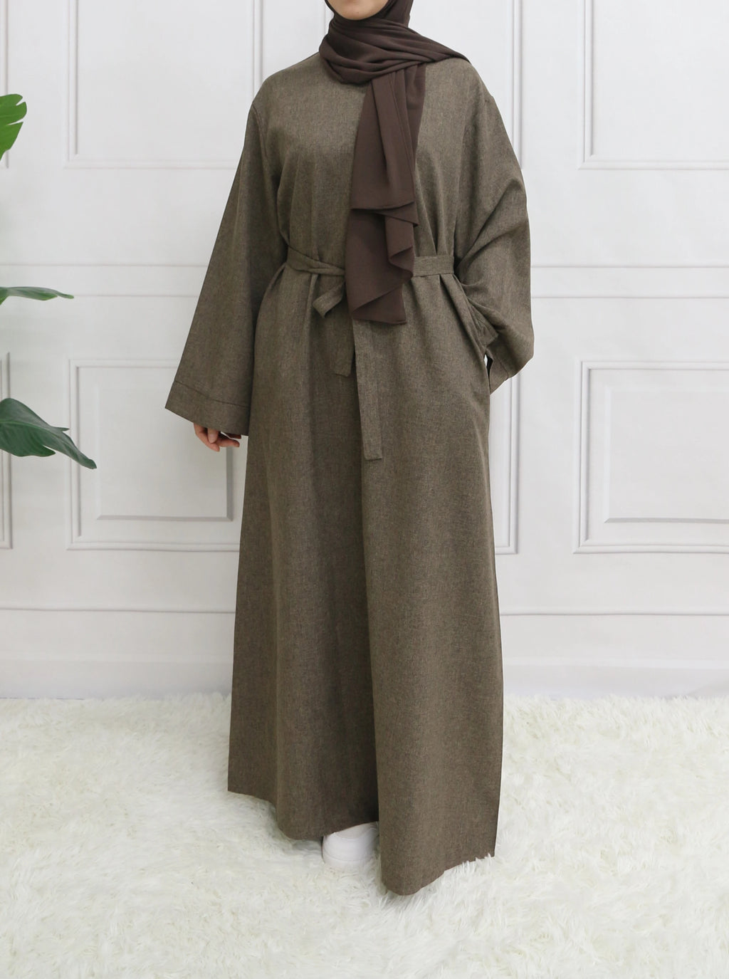 Abaya à manches longues et fermeture modeste, sans Hijab, avec ceinture, vêtements islamiques de base pour l'aïd