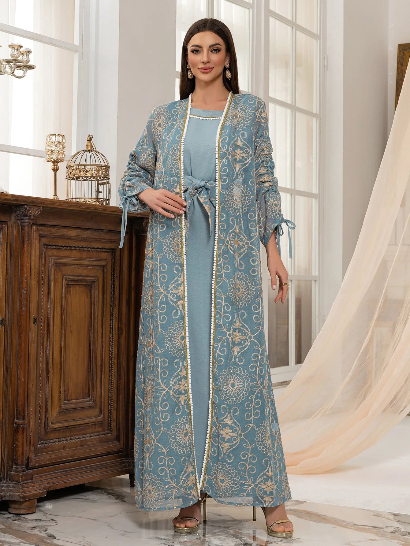 VigoAnne femmes 2025 robe musulmane ensemble moyen-orient deux pièces vêtements islamiques costume solide robe de prière col rond dame dubaï Abaya ensemble