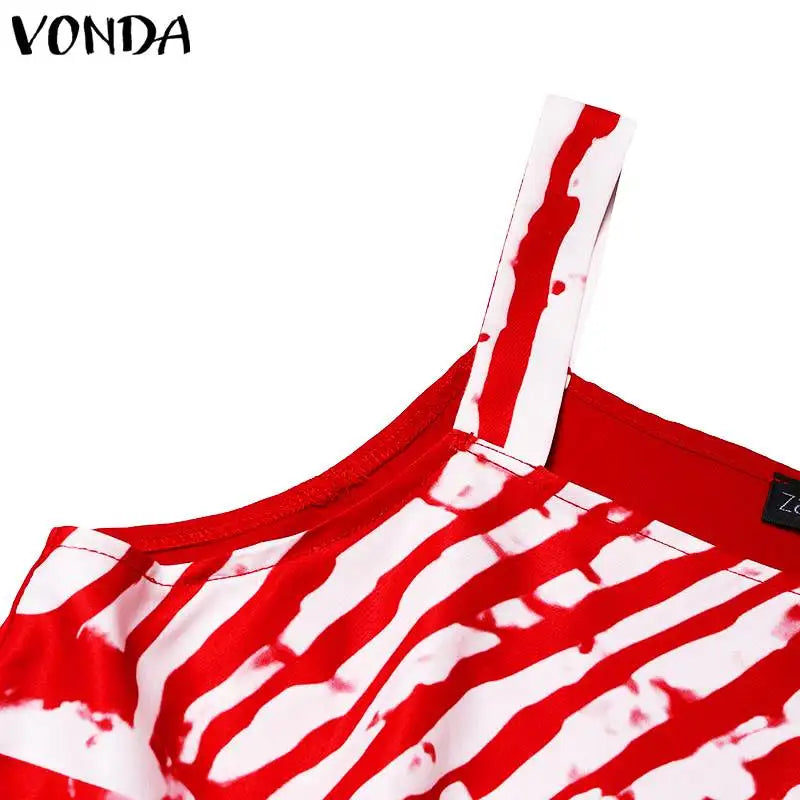 Grande taille 5XL VONDA bohème imprimé Robe Maxi 2025 été sans manches fête plage Robe d'été réservoir longue Robe décontracté Robe ample