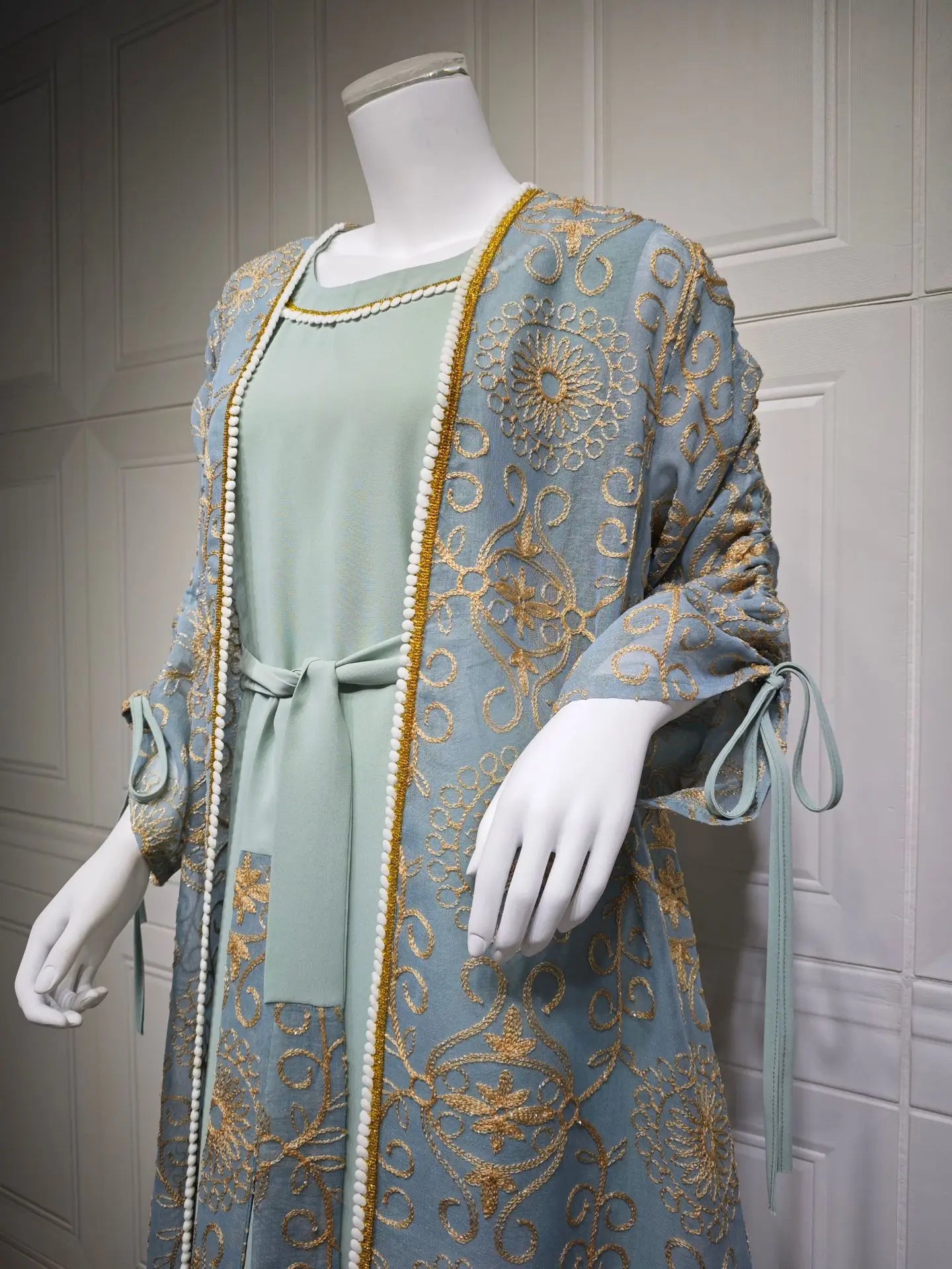VigoAnne femmes 2025 robe musulmane ensemble moyen-orient deux pièces vêtements islamiques costume solide robe de prière col rond dame dubaï Abaya ensemble