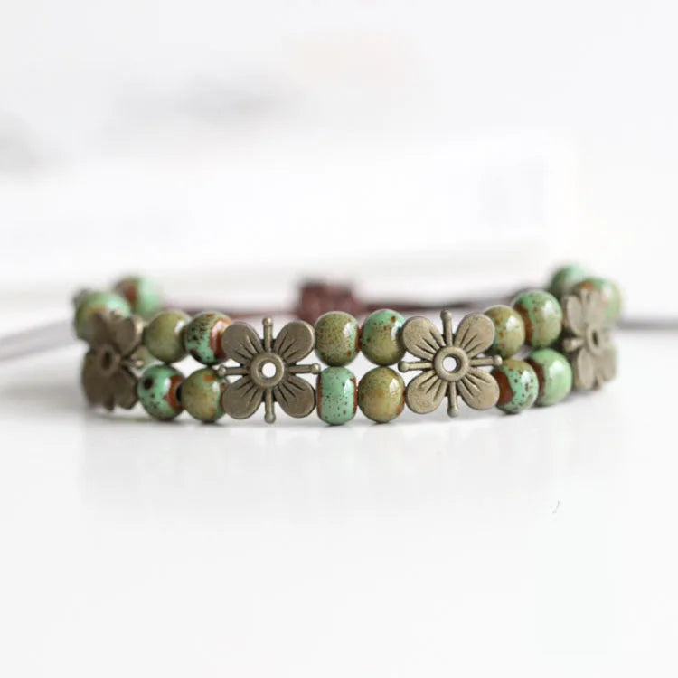 Le vent National reconstituant des anciennes manières est les bibelots en céramique émaillée à haute température faits à la main, Bracelets à la mode pour femmes # 1078