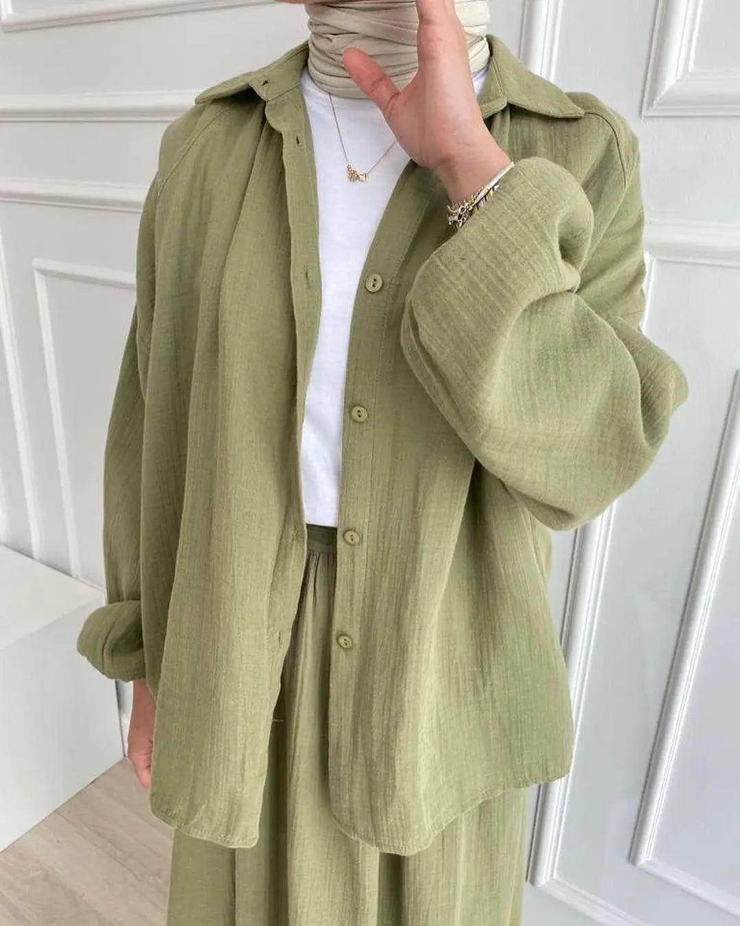 VigoAnne 2025 femmes musulmanes ensemble solide 2 pièces vêtements islamiques à manches longues robe de prière ensemble solide ample dame dubaï Abaya ensembles
