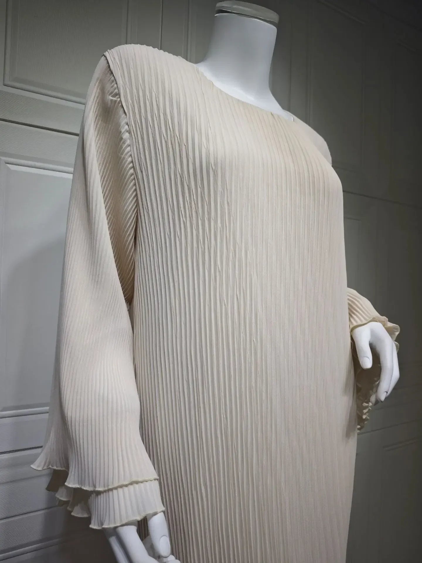 Robe musulmane Eid pour femmes, manches évasées plissées, Jalabiya, caftan, Islam, arabe, longue robe éducative, Ramadan, Maroc, Dubaï, Abayas, 2024