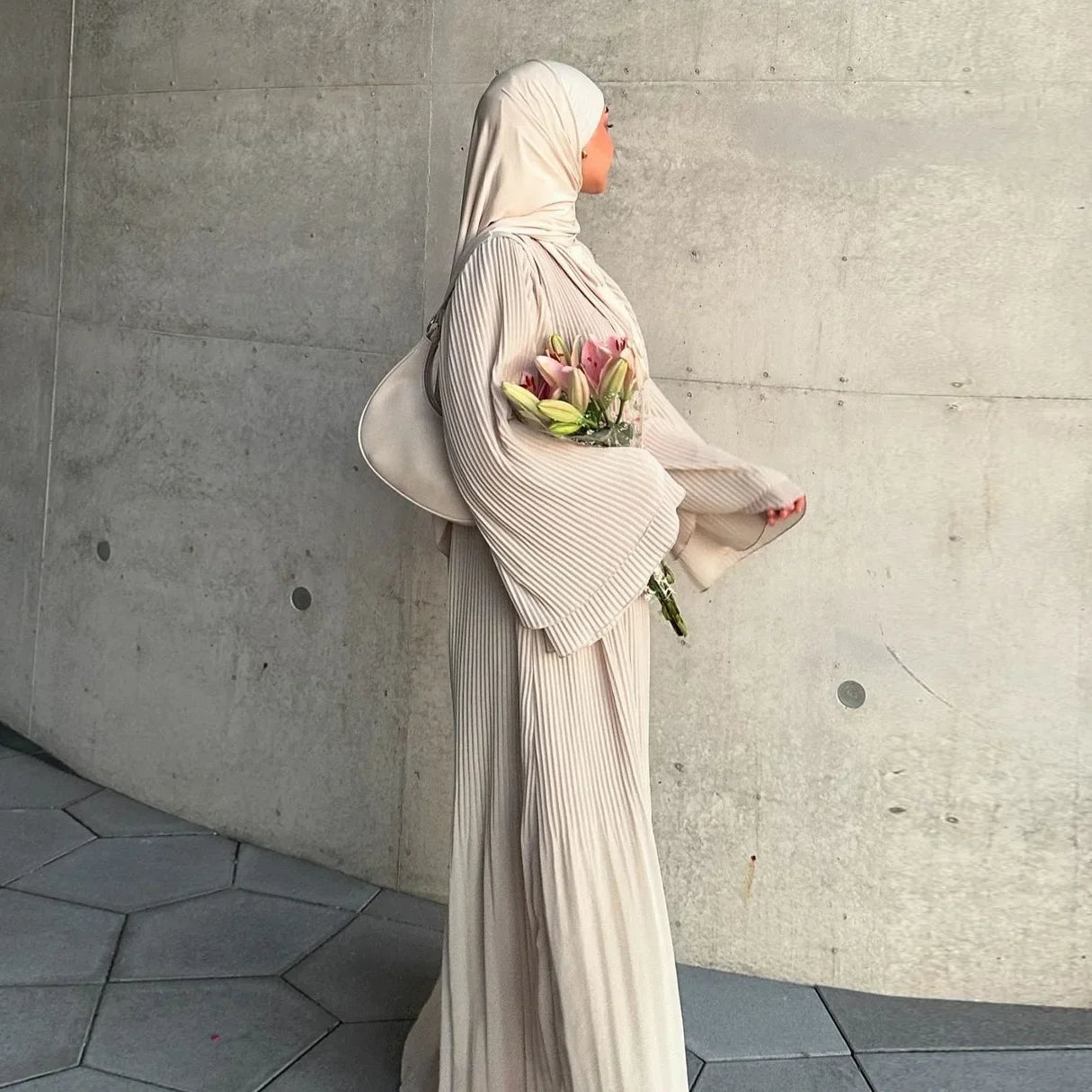 Robe musulmane Eid pour femmes, manches évasées plissées, Jalabiya, caftan, Islam, arabe, longue robe éducative, Ramadan, Maroc, Dubaï, Abayas, 2024