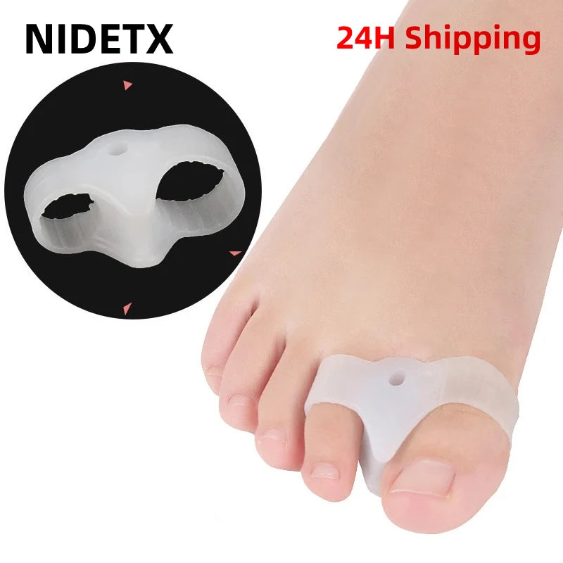 Séparateur d'orteils en Silicone à deux trous, 2 pièces = 1 paire, Gel de protection des doigts, oignon orthopédique, Hallux Valgus, lisseur, pédicure