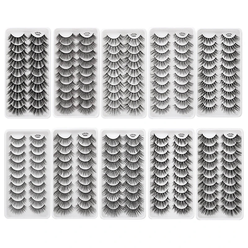 10/8/5/3 paires Multipack 3D cils de vison Faux cils faits à la main vaporeux moelleux Faux cils naturel outils de maquillage des yeux Faux cils
