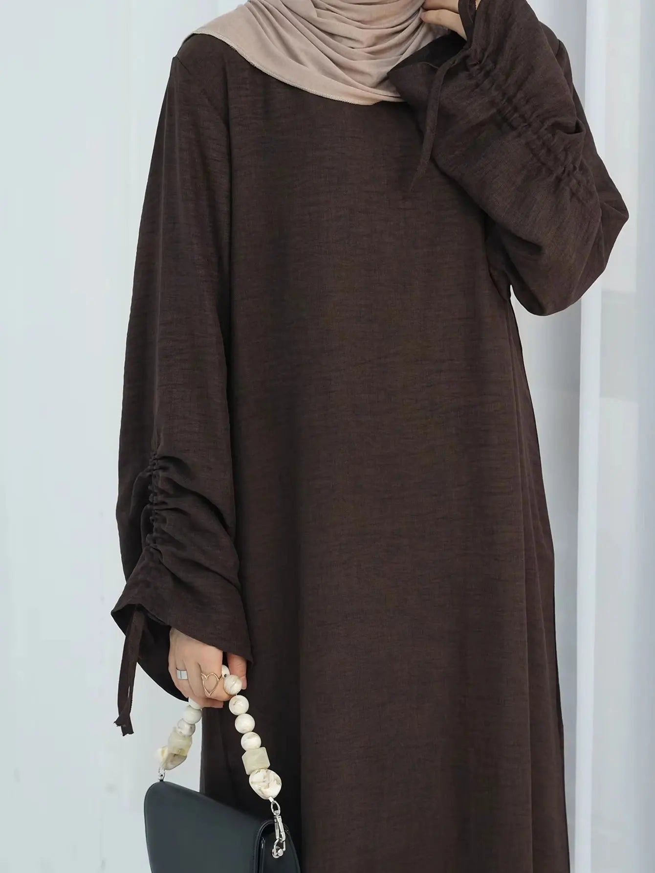Eid Robe islamique modeste pour femmes Abaya à lacets manches maroc décontracté Ramadan robes prière caftan dubaï Robe longue musulmane