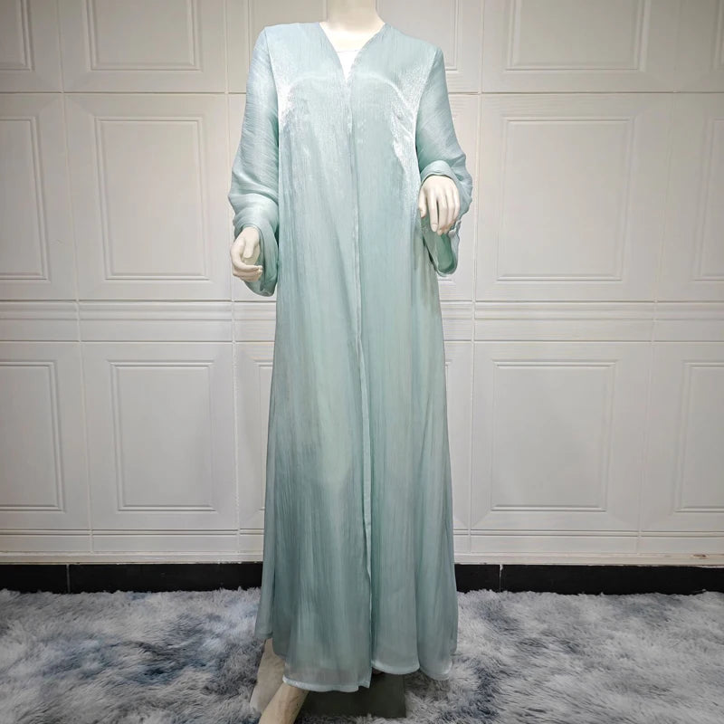 Cardigan ouvert en mousseline de soie douce et brillante Djellaba