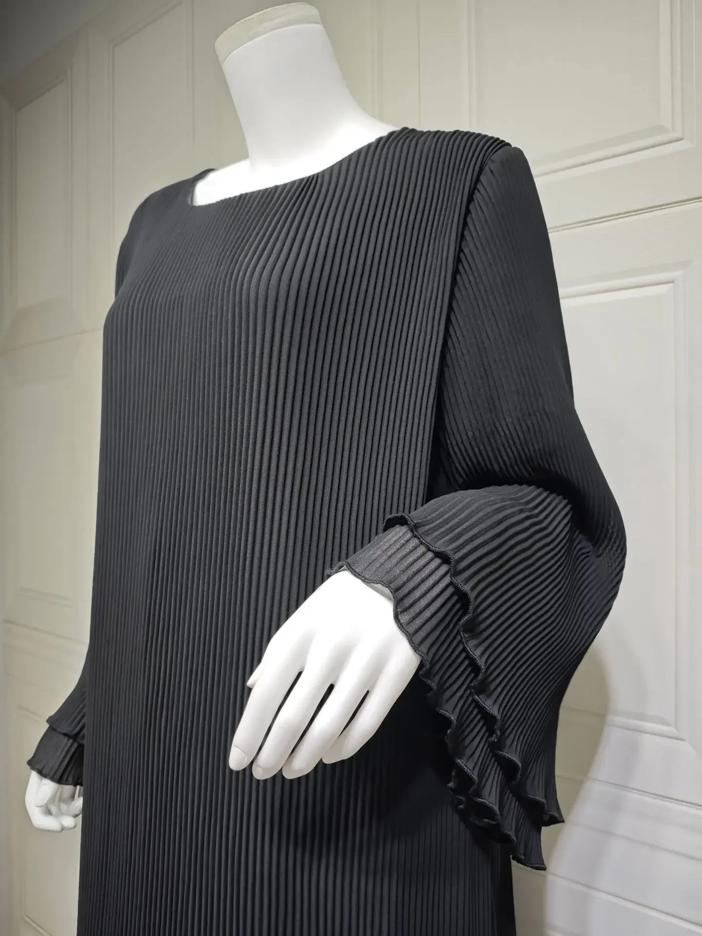 Robe musulmane Eid pour femmes, manches évasées plissées, Jalabiya, caftan, Islam, arabe, longue robe éducative, Ramadan, Maroc, Dubaï, Abayas, 2024