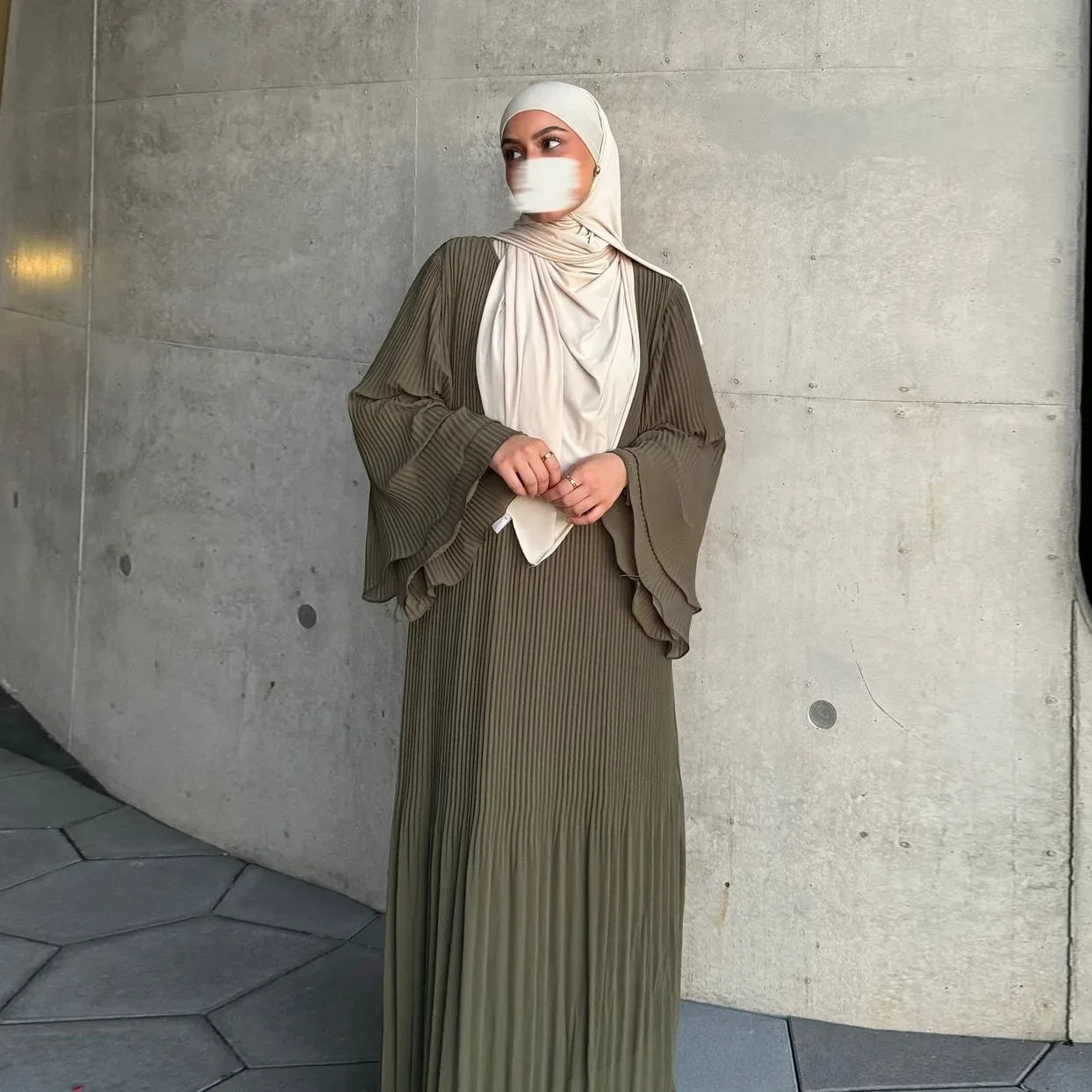 Robe musulmane Eid pour femmes, manches évasées plissées, Jalabiya, caftan, Islam, arabe, longue robe éducative, Ramadan, Maroc, Dubaï, Abayas, 2024