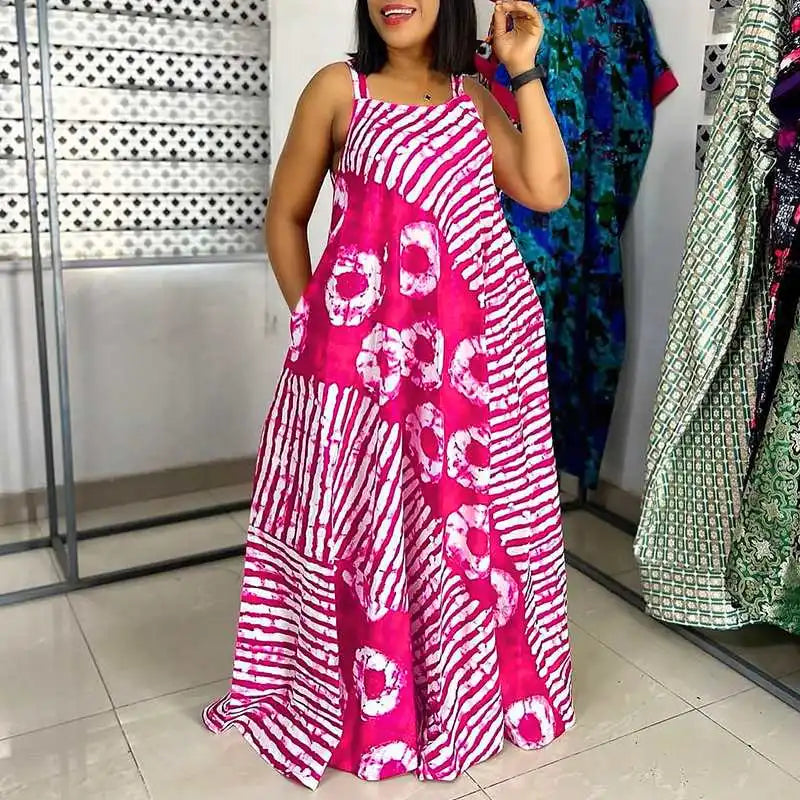 Grande taille 5XL VONDA bohème imprimé Robe Maxi 2025 été sans manches fête plage Robe d'été réservoir longue Robe décontracté Robe ample