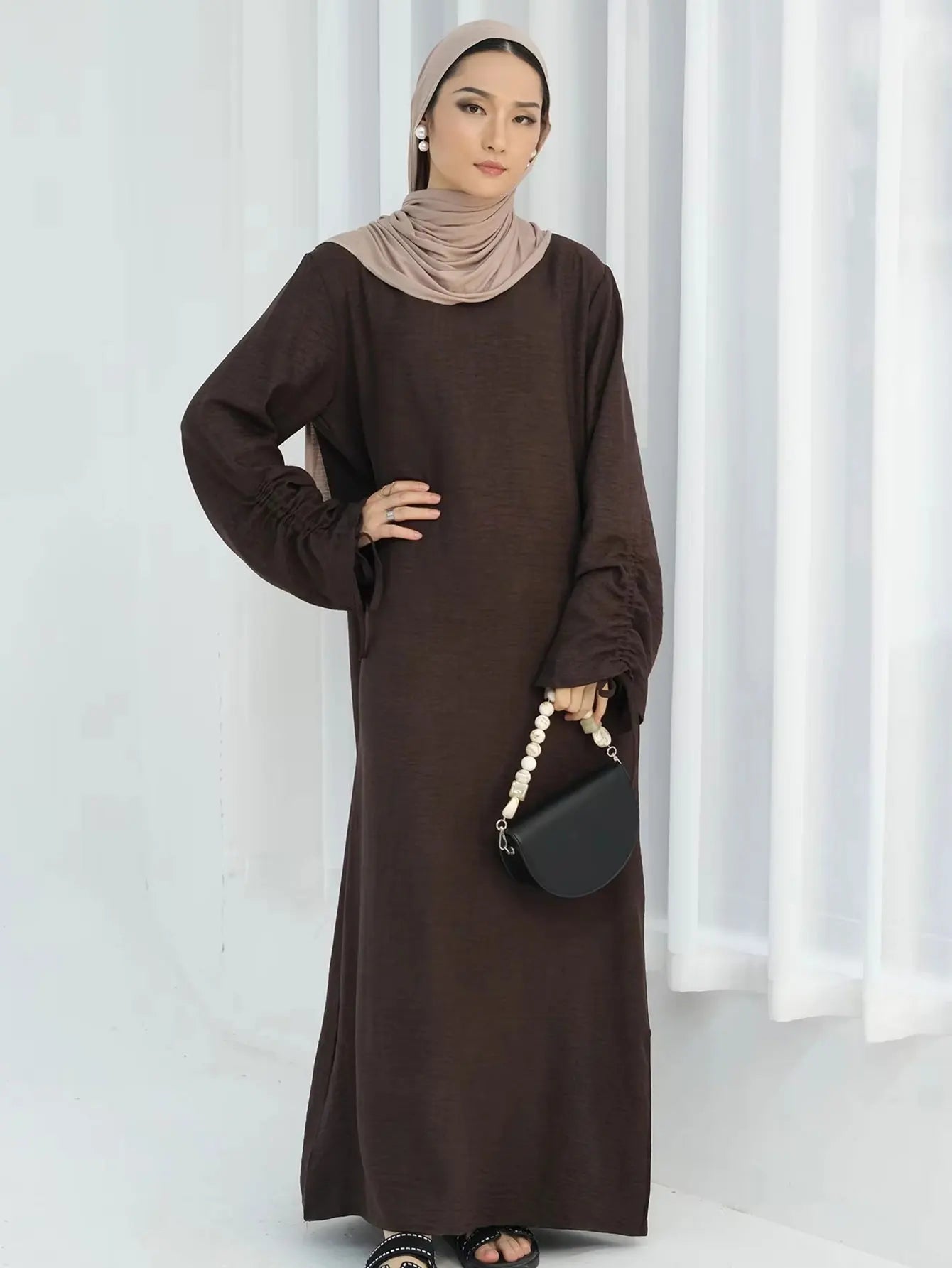 Eid Robe islamique modeste pour femmes Abaya à lacets manches maroc décontracté Ramadan robes prière caftan dubaï Robe longue musulmane