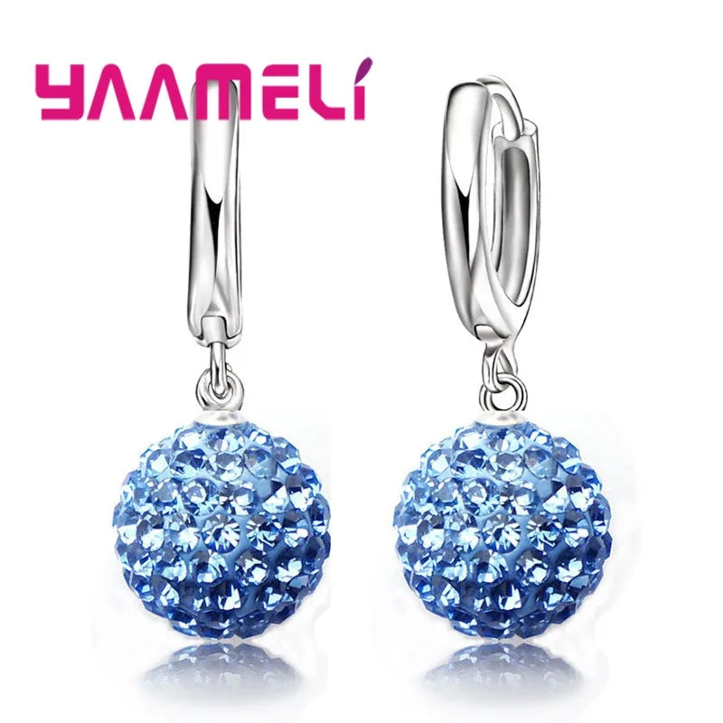 Boucles d'Oreilles en Argent Sterling 925, Clip Autrichien, Pavé Chang, Boule, Levier Arrière, Huggie, Bijoux pour Femme et Fille, Offre Spéciale