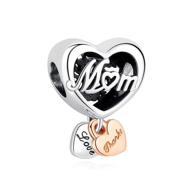 Original 925 en argent Sterling breloque perle arbre généalogique maman pendentif chaîne de sécurité breloques or Rose ajustement marque Bracelets bijoux à bricoler soi-même