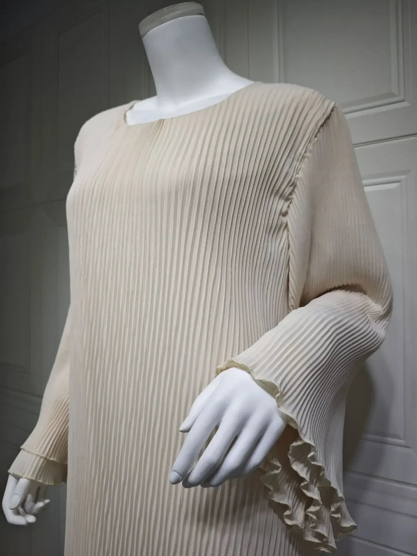 Robe musulmane Eid pour femmes, manches évasées plissées, Jalabiya, caftan, Islam, arabe, longue robe éducative, Ramadan, Maroc, Dubaï, Abayas, 2024