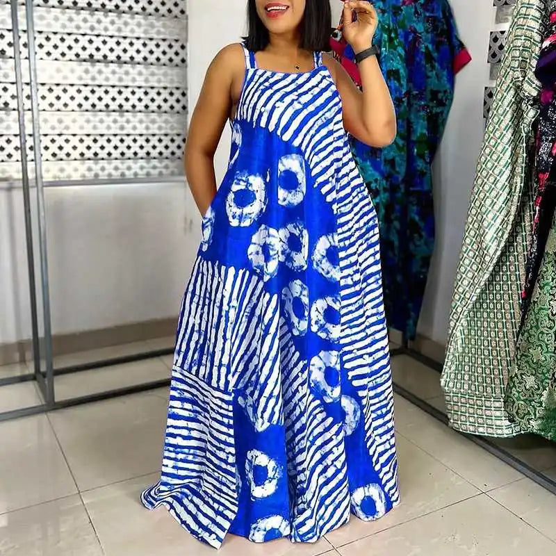 Grande taille 5XL VONDA bohème imprimé Robe Maxi 2025 été sans manches fête plage Robe d'été réservoir longue Robe décontracté Robe ample
