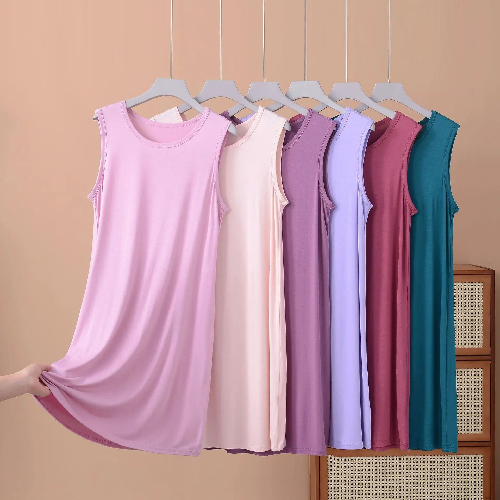 Robe débardeur en modal pour femme, tenue de nuit confortable, grande taille XL à 8XL