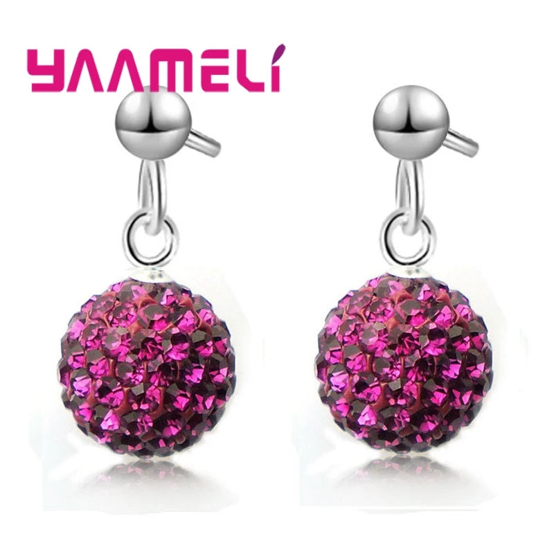 Boucles d'Oreilles en Argent Sterling 925, Clip Autrichien, Pavé Chang, Boule, Levier Arrière, Huggie, Bijoux pour Femme et Fille, Offre Spéciale