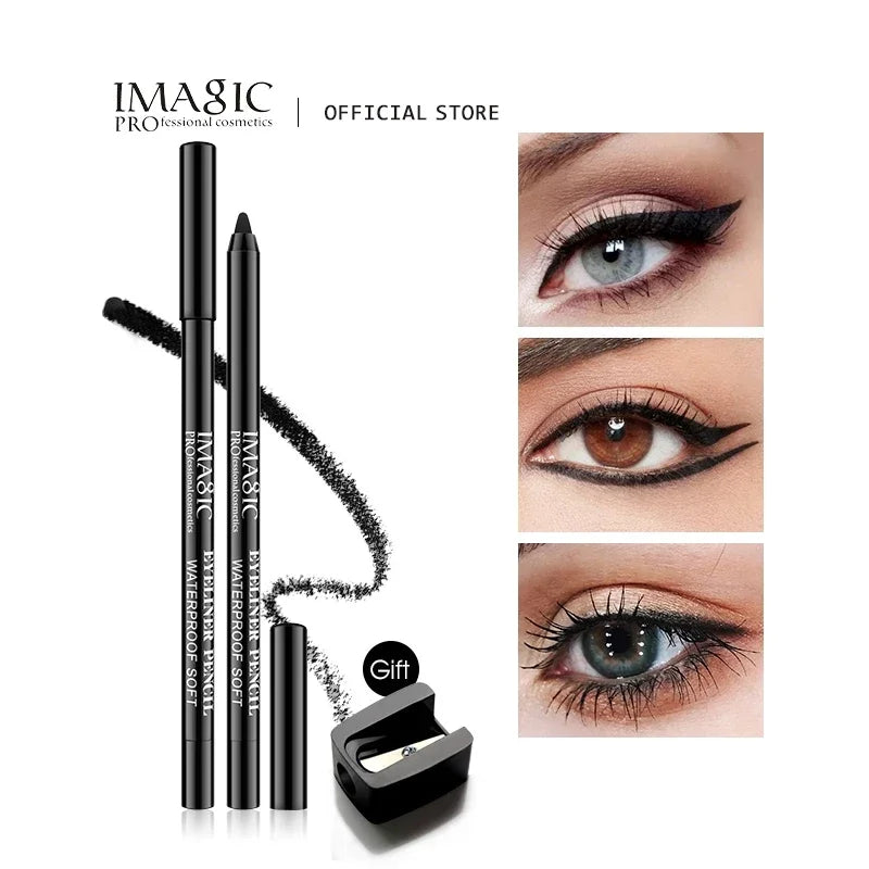 Stylo Eyeliner IMAGIC imperméable, 1 pièce, outil cosmétique de beauté de maquillage noir + 1 taille-crayon