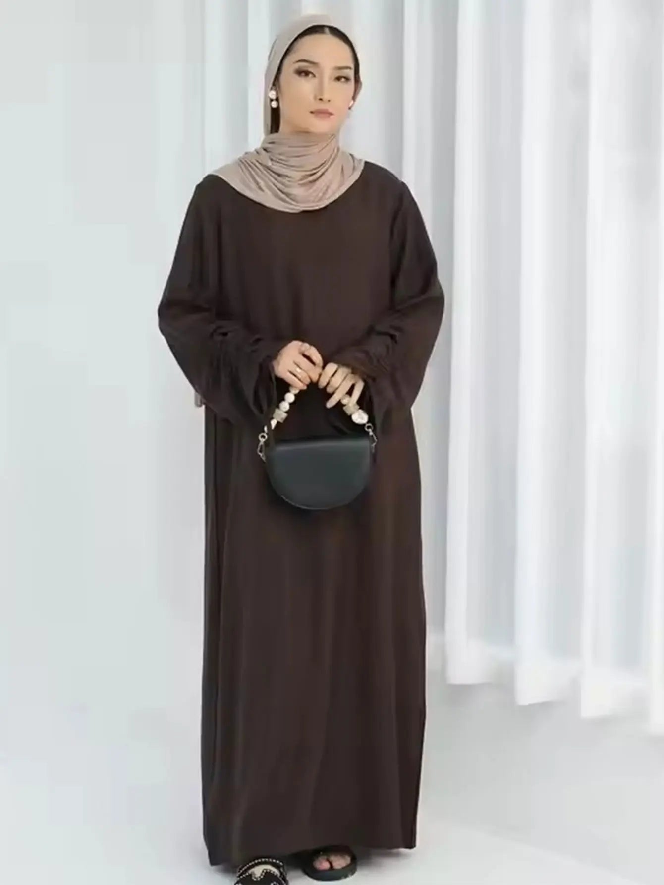 Eid Robe islamique modeste pour femmes Abaya à lacets manches maroc décontracté Ramadan robes prière caftan dubaï Robe longue musulmane