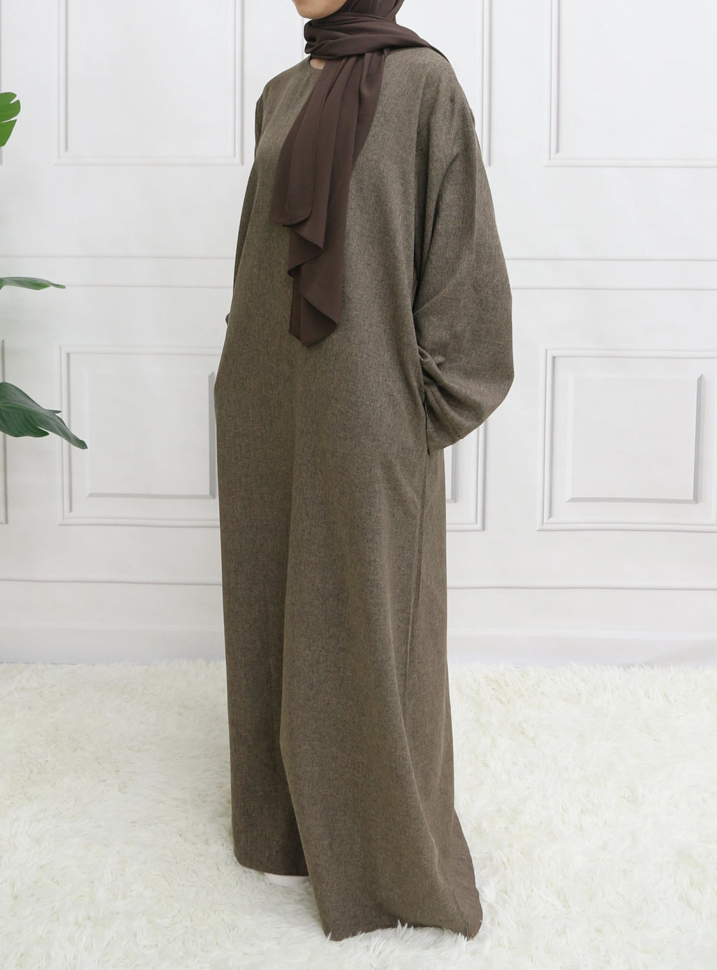 Abaya à manches longues et fermeture modeste, sans Hijab, avec ceinture, vêtements islamiques de base pour l'aïd