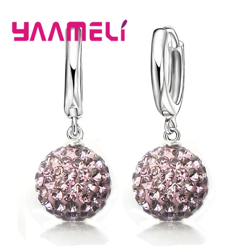Boucles d'Oreilles en Argent Sterling 925, Clip Autrichien, Pavé Chang, Boule, Levier Arrière, Huggie, Bijoux pour Femme et Fille, Offre Spéciale