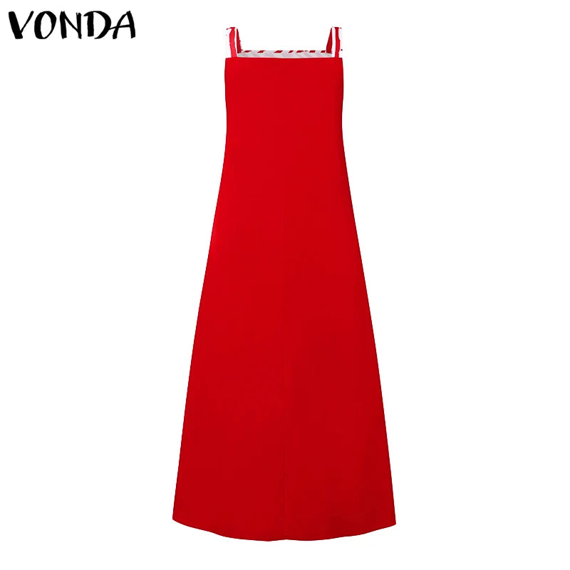 Grande taille 5XL VONDA bohème imprimé Robe Maxi 2025 été sans manches fête plage Robe d'été réservoir longue Robe décontracté Robe ample