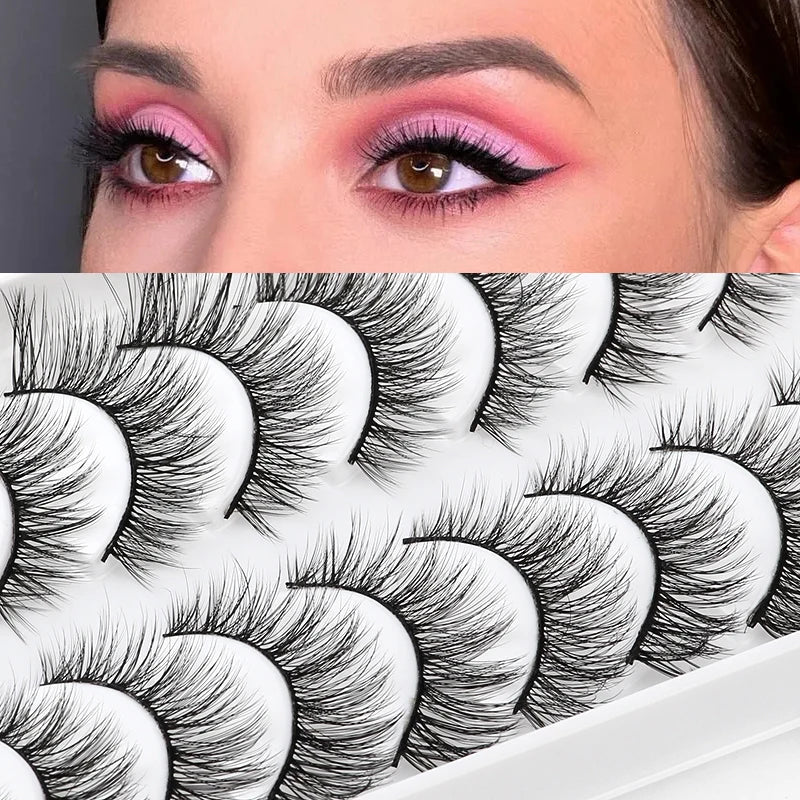 10/8/5/3 paires Multipack 3D cils de vison Faux cils faits à la main vaporeux moelleux Faux cils naturel outils de maquillage des yeux Faux cils