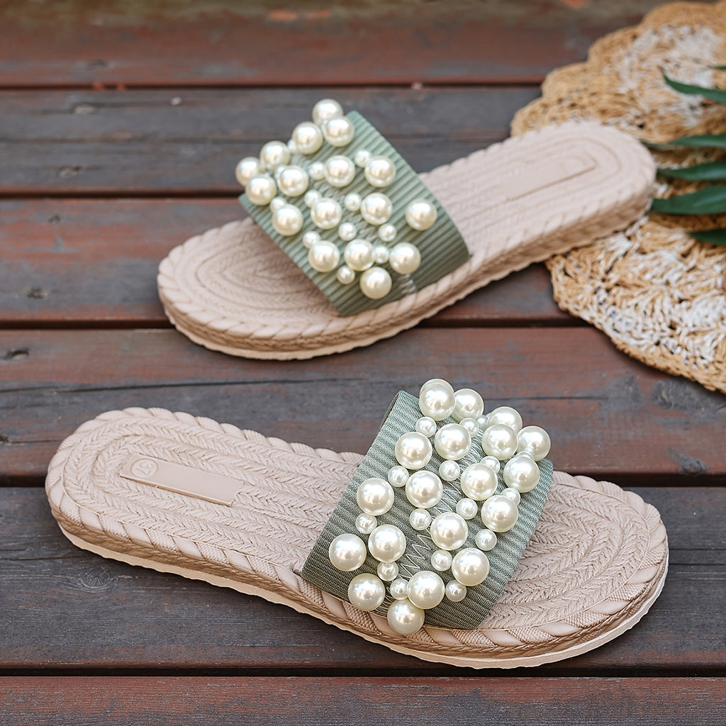 Sandales à glissière en perles pour femmes
