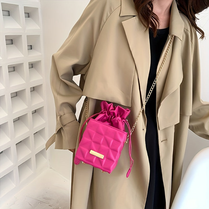 Mini petit sac carré à grille de diamants