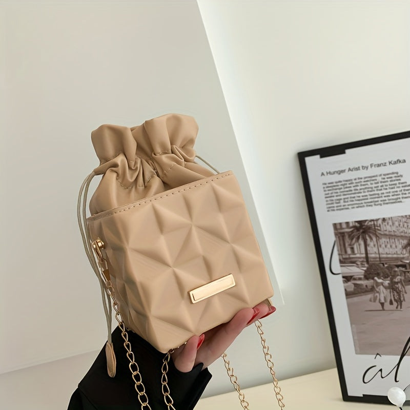 Mini petit sac carré à grille de diamants