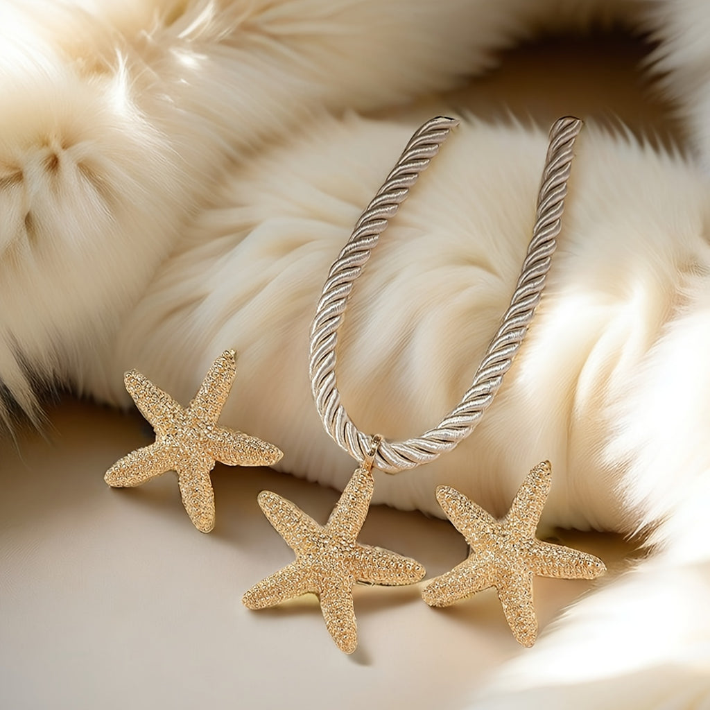 1 ensemble de 3 pièces collier pendentif étoile de mer de mode