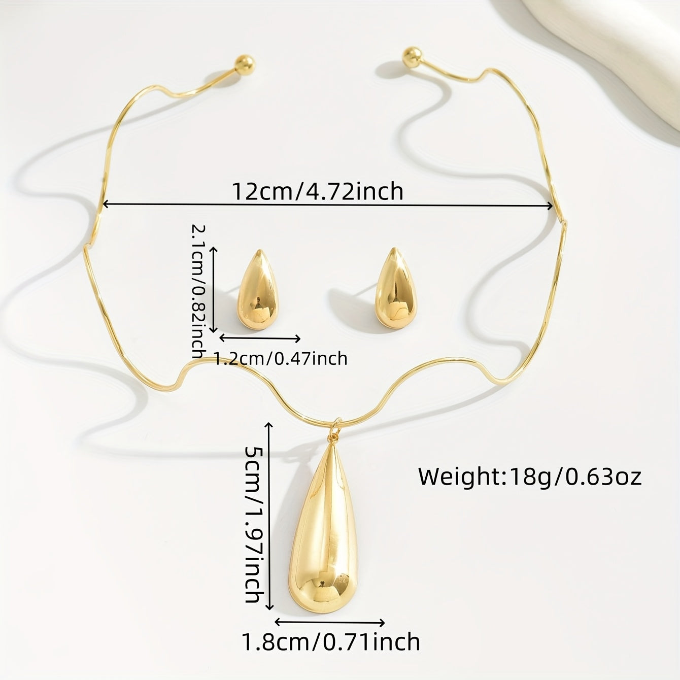 1 ensemble de 3 boucles d'oreilles en forme de larme et collier ras du cou d'inspiration vintage