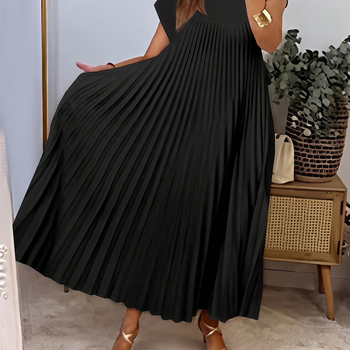 Robe longue plissée