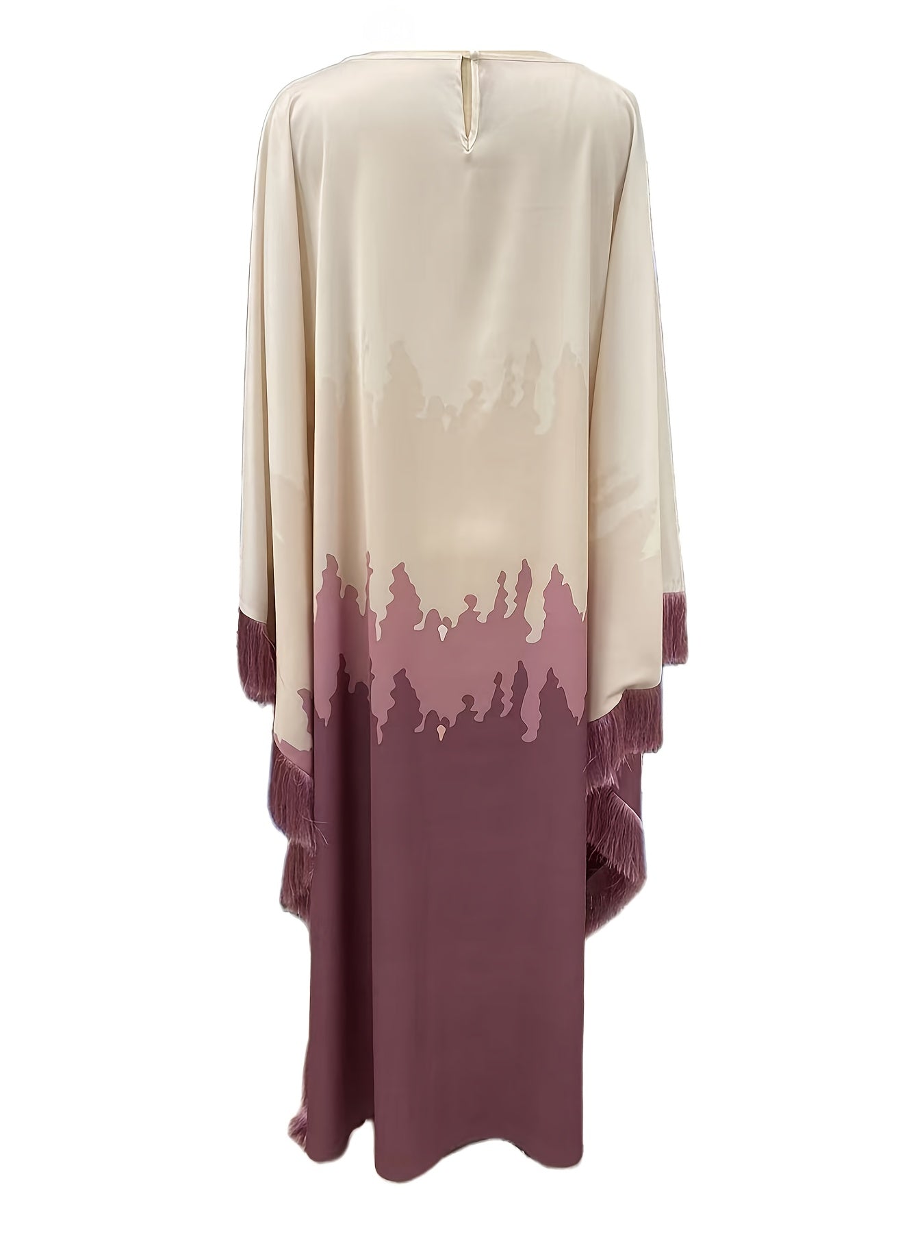 Robe longue ombre élégante rose dégradé à lavande pour femmes avec ourlet à pampilles irréguliers