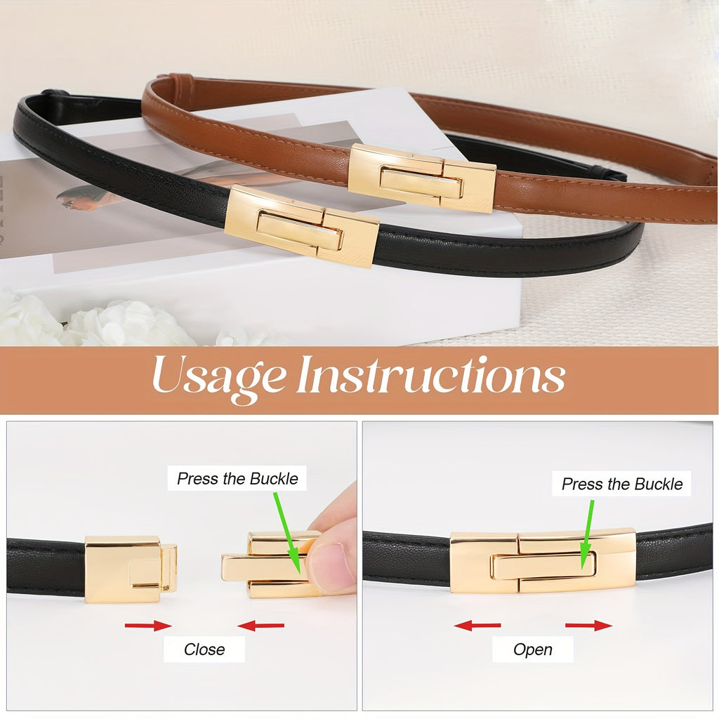 Ceinture en cuir véritable pour femmes large avec boucle dorée