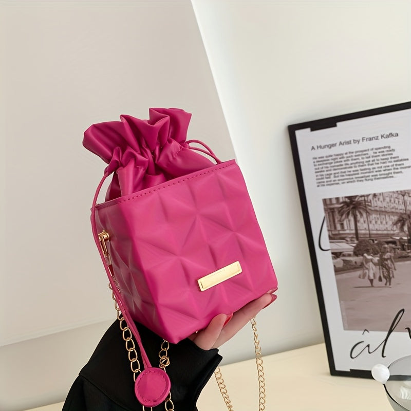 Mini petit sac carré à grille de diamants