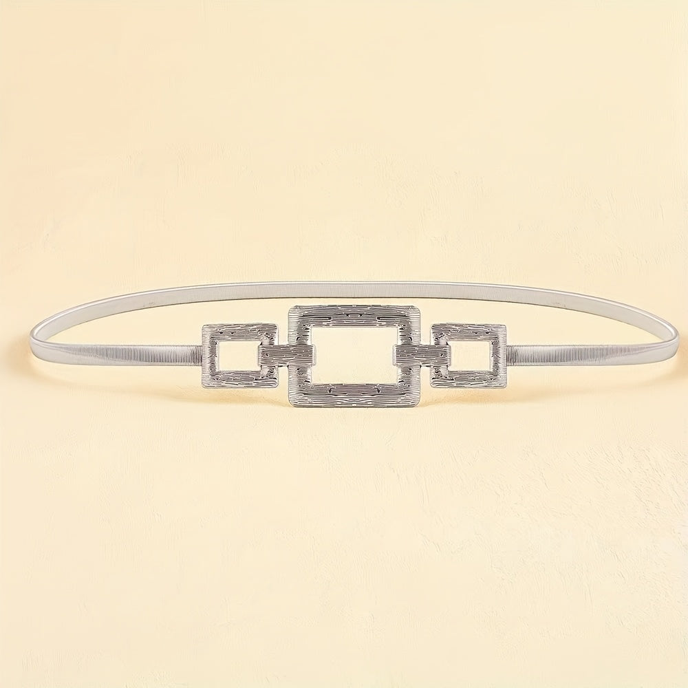 Ceinture de taille élastique à motif géométrique en métal élégant pour femmes pour robes, jupes et chemisiers