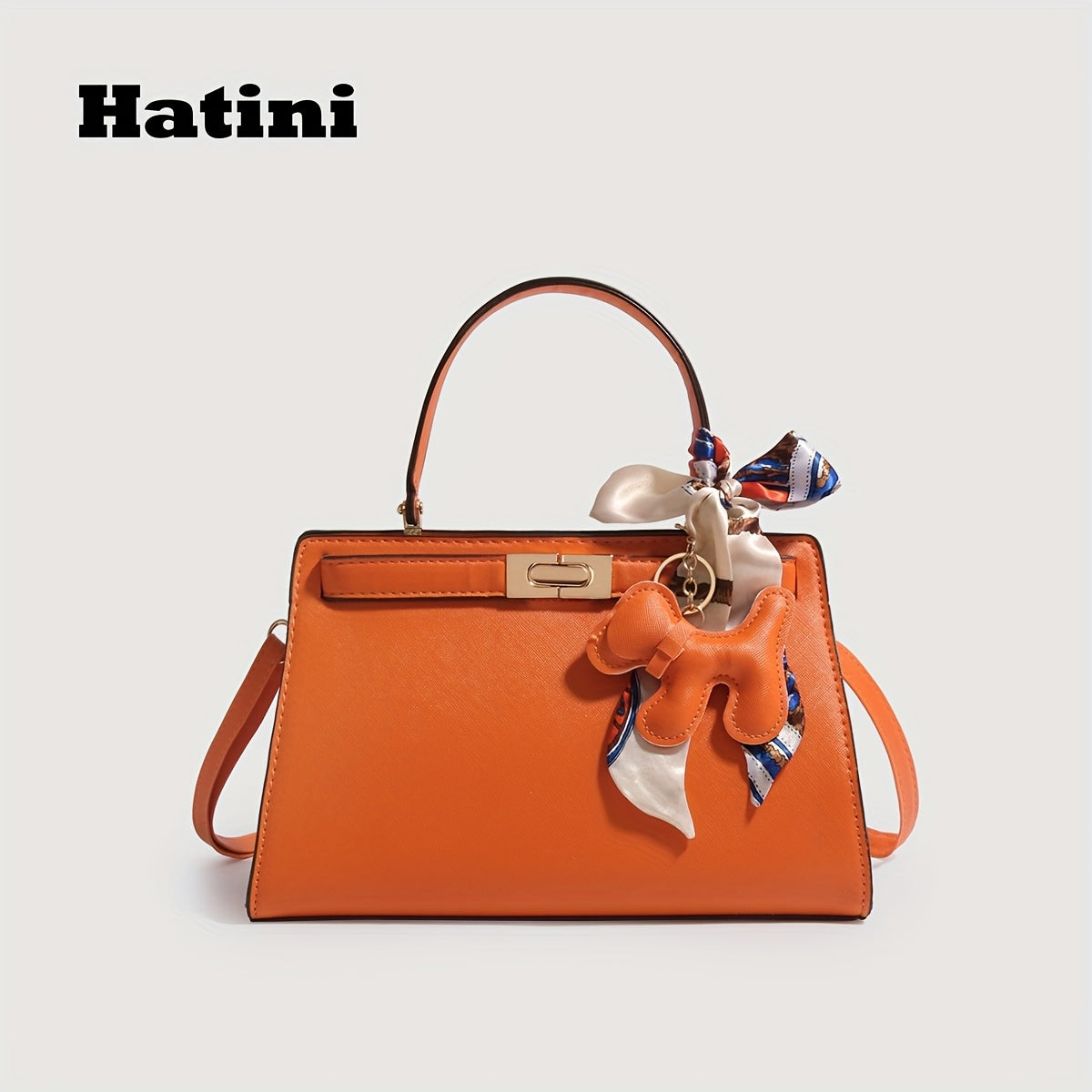 HATINI Sac à main élégant en cuir synthétique rouge orange pour femmes