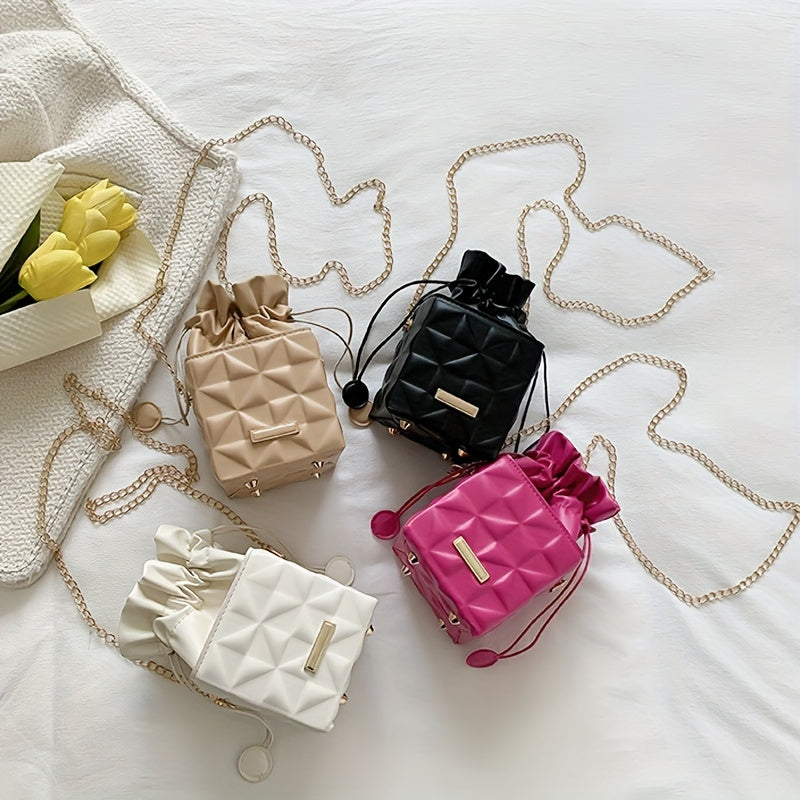 Mini petit sac carré à grille de diamants