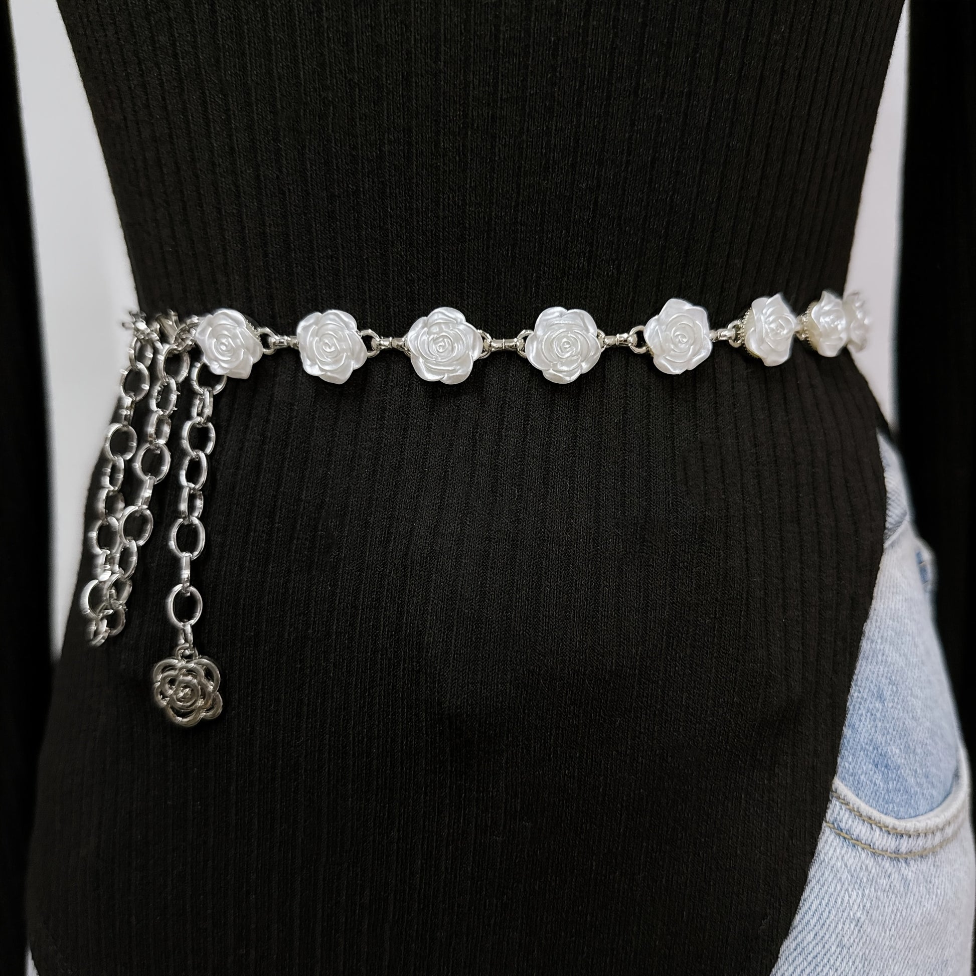 Ceinture florale pour femmes - Chaîne florale élégante avec chaînes