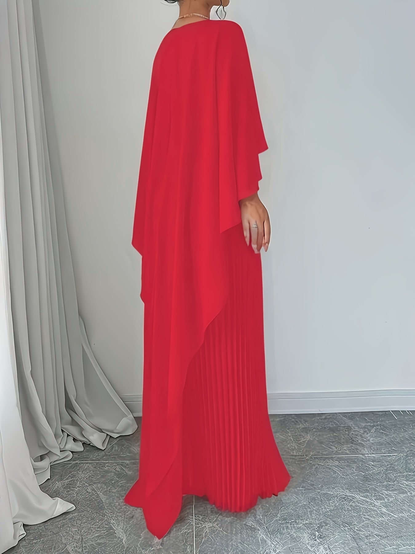 Robe cape longue plissée élégante pour femmes avec cardigan